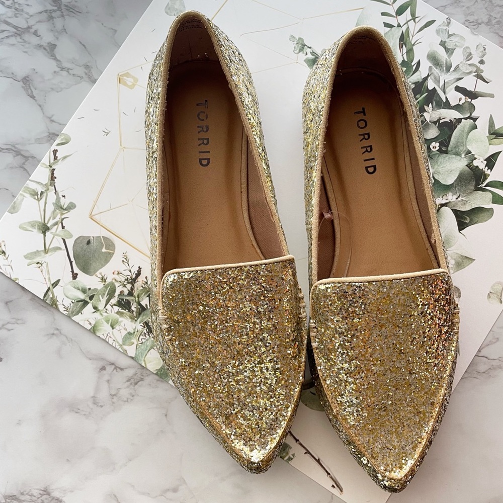 Torrid Glittered Loafers Flats Shoes 7 8 wide - Picture 7 of 12